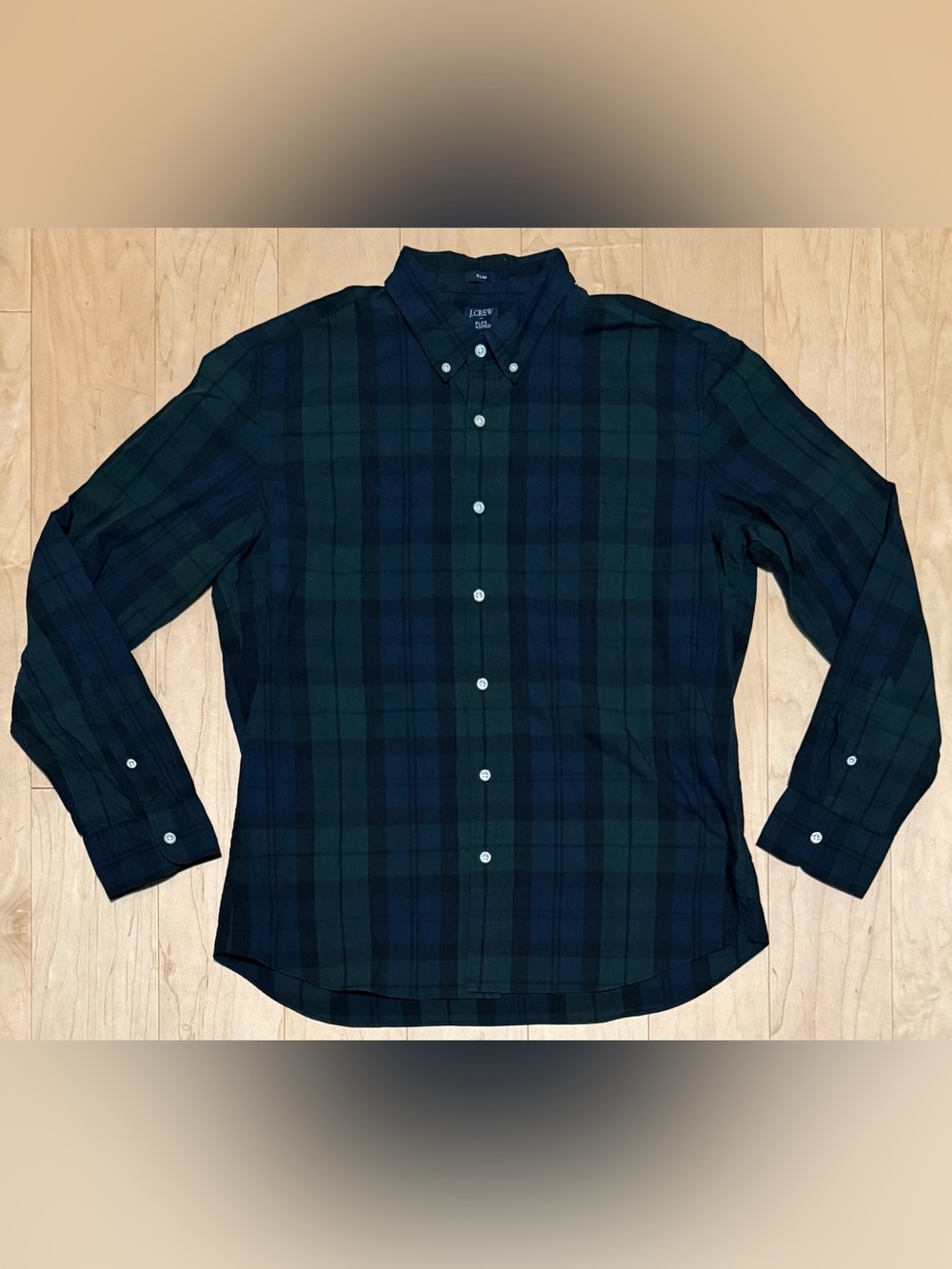 NWT J. Crew Factory Button Down Shirt Blackwatch Plaid Slim Stretch Men’s XL